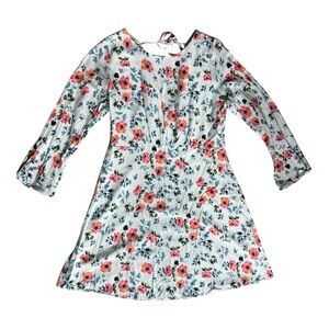 LOFT Floral Long Sleeve Dress - White and Pink